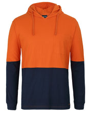 6HCTL JB's HV L/S Cotton Tee With Hood - Orange/Navy