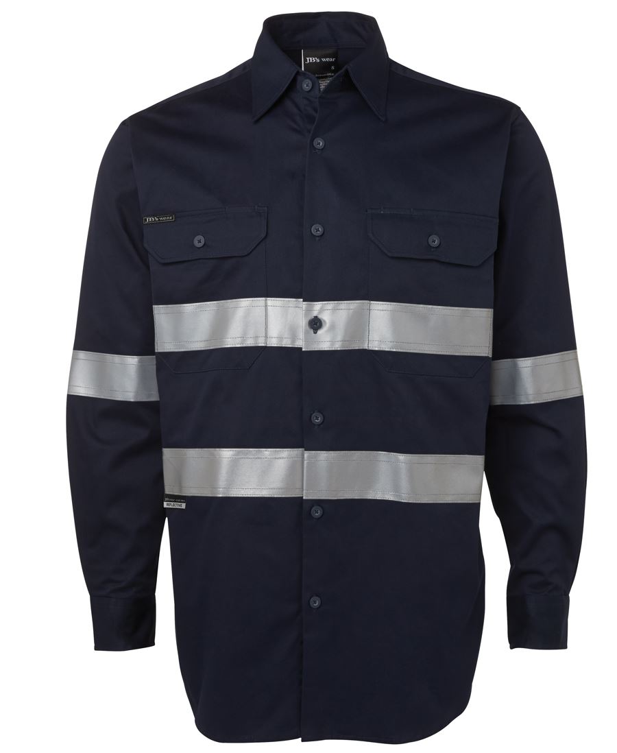 6HDNL JB's L/S 190G Work Shirt With Reflective Tape - Navy