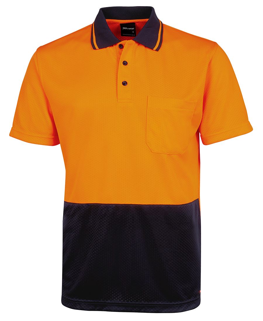 6Hjnc JB's HV 4602.1 Jacquard Non Cuff Polo - Orange/Navy