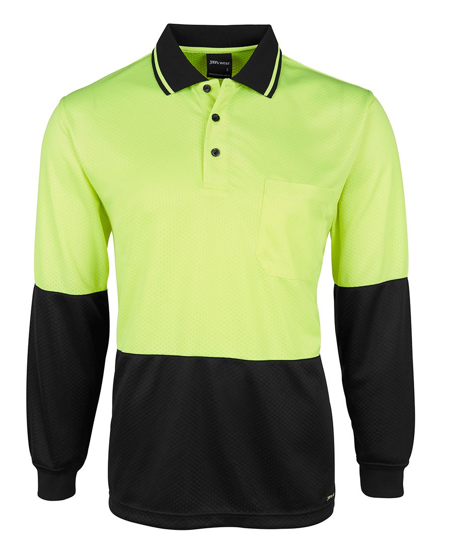 6HJNL JB's HV 4602.1 L/S Jacquard Polo - Lime/Black