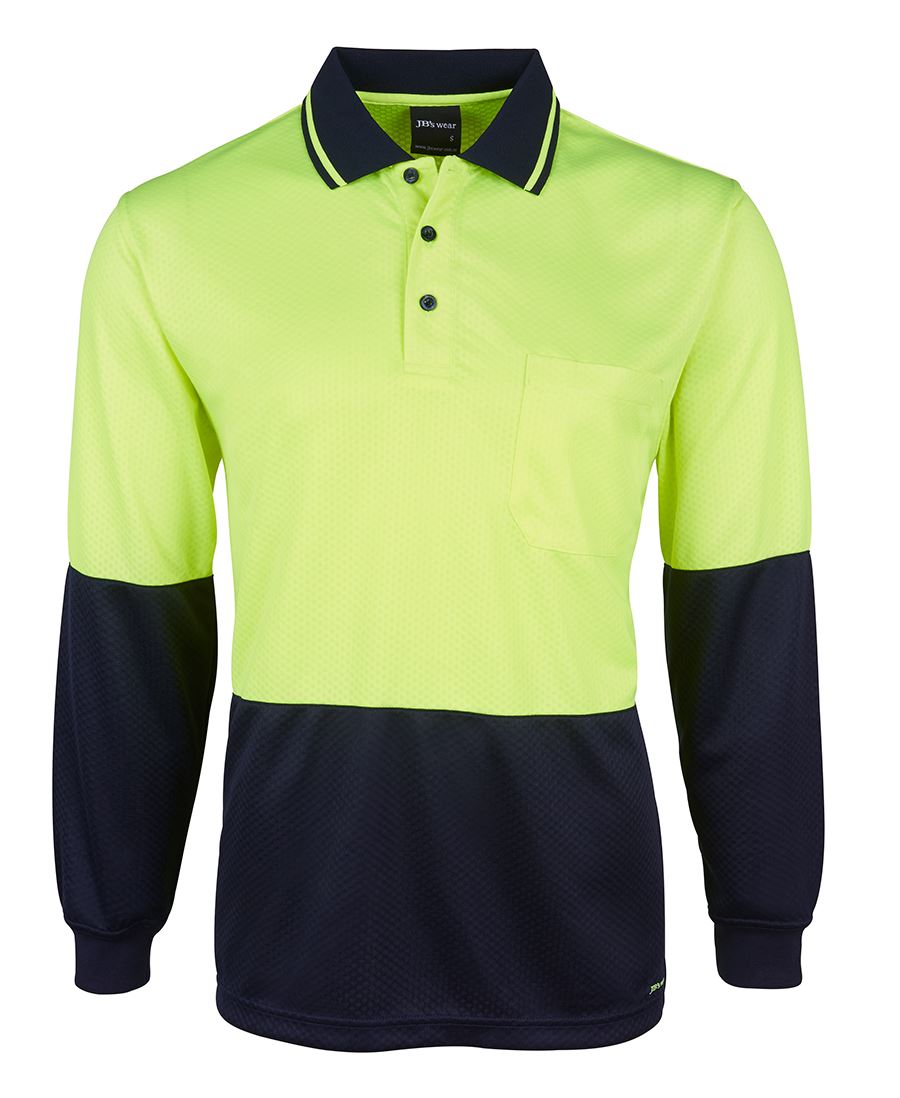6Hjnl JB's HV 4602.1 L/S Jacquard Polo - Lime/Navy