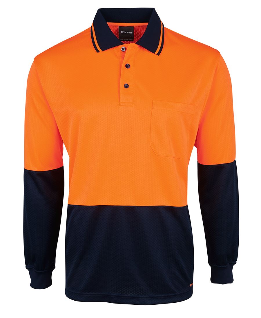 6Hjnl JB's HV 4602.1 L/S Jacquard Polo - Orange/Navy