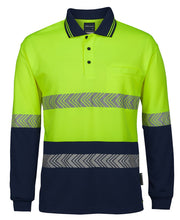 6HLST JB's HV L/S Segmented Tape Polo - Lime/Navy