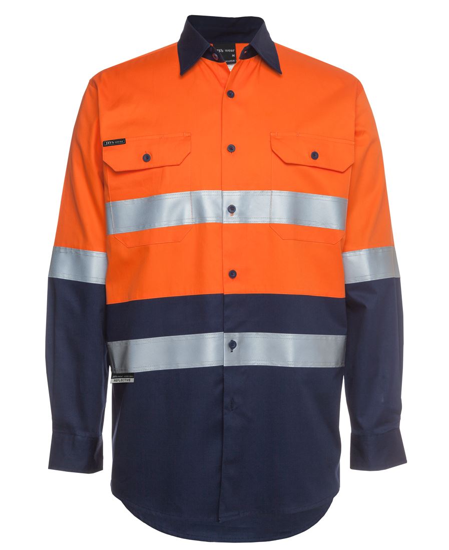 6HLS JB's HV (D+N) L/S 190G Shirt - Orange/Navy