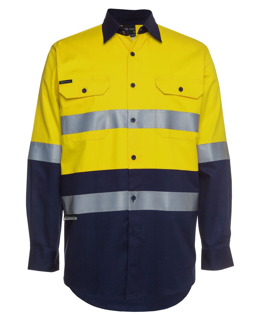 6Hls JB's HV (D+N) L/S 190G Shirt - Yellow/Navy