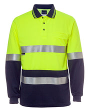 6HMCB JB's HV L/S (D+N) Cotton Back Polo Lime/Nvy - Lime/Navy