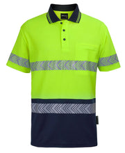 6HMSS JB's HV S/S D+N C/Back Segmented Tape Polo - Lime/Navy