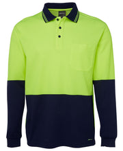 6HPL JB's HV L/S Cotton Back Polo - Lime/Navy