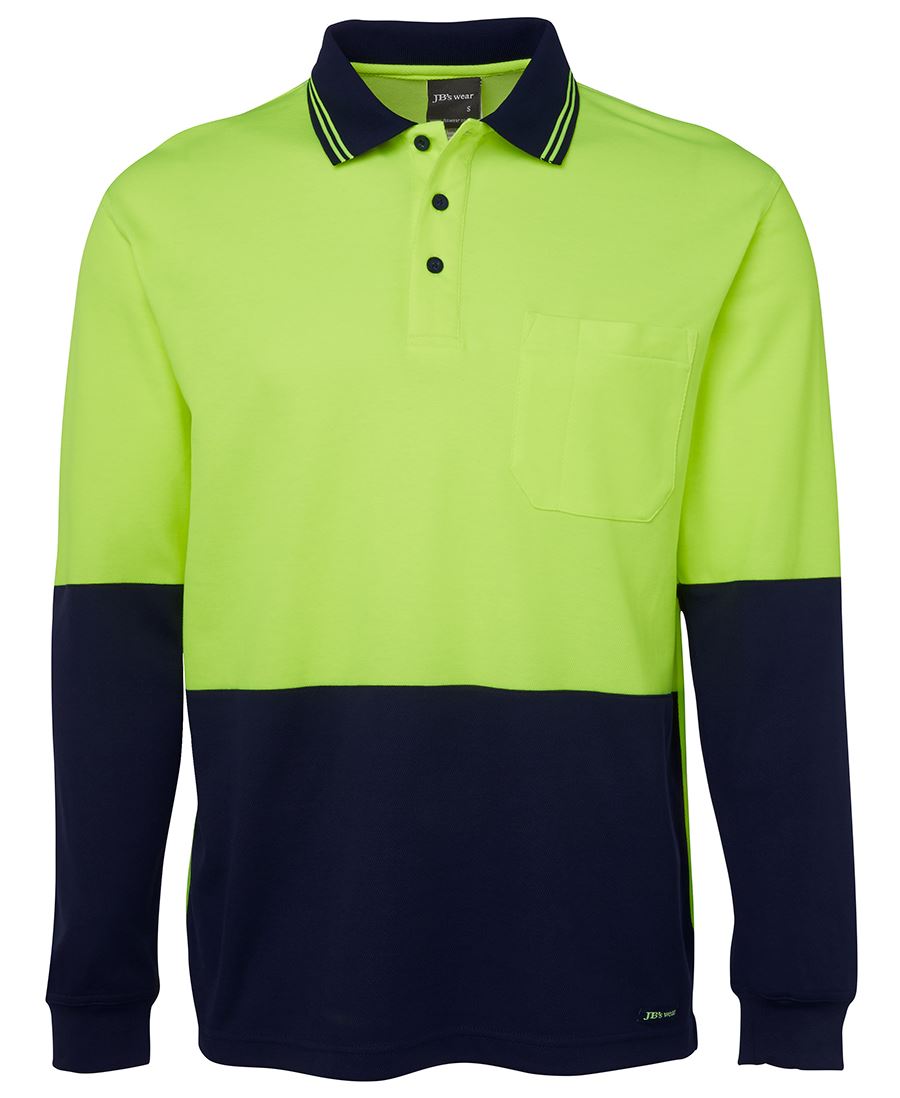 6HPL JB's HV L/S Cotton Back Polo - Lime/Navy