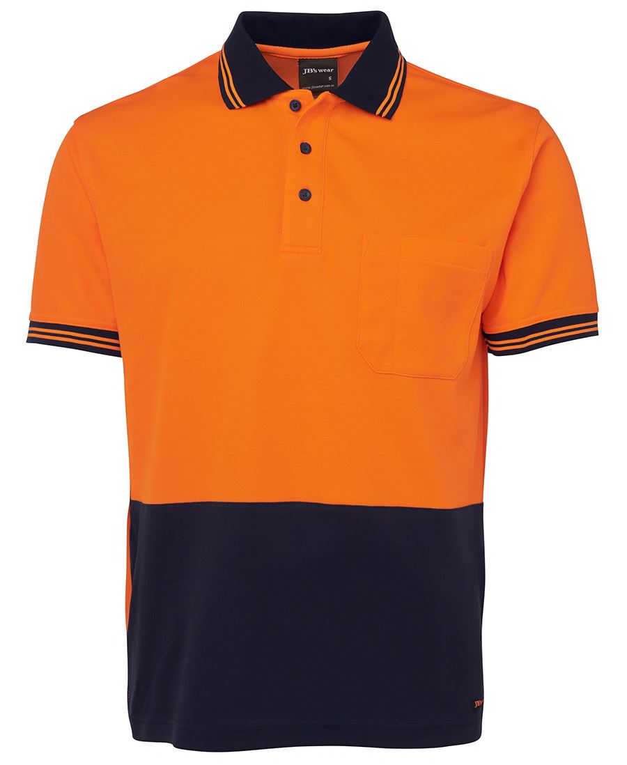 6Hps JB's HV S/S Cotton Back Polo - Orange/Navy