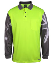 6HSCL JB's HV L/S Southern Cross Polo - Lime/Charcoal
