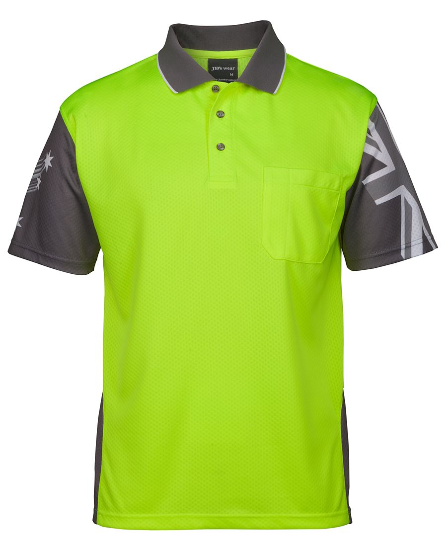 6HSC JB's HV Southern Cross Polo - Lime/Charcoal
