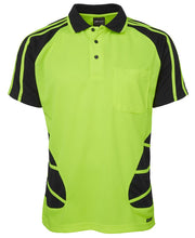6HSP JB's HV S/S Spider Polo - Lime/Black