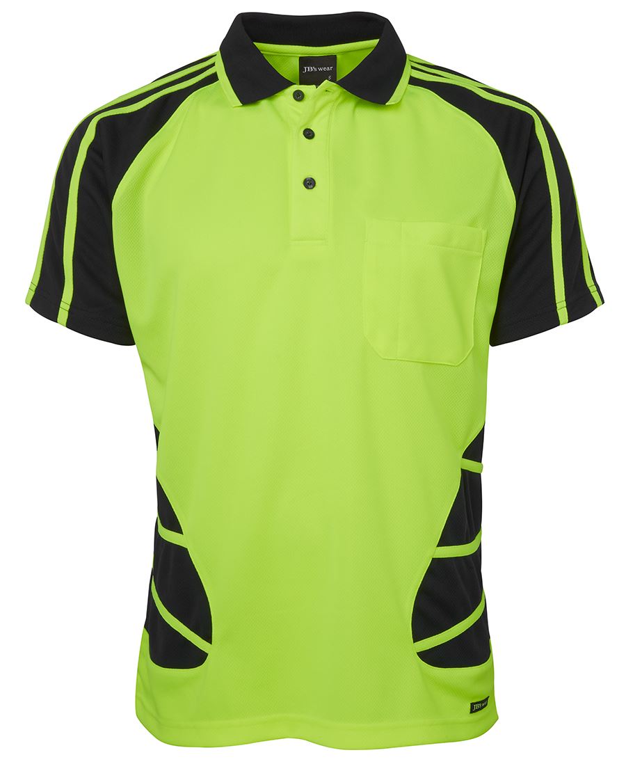 6HSP JB's HV S/S Spider Polo - Lime/Black
