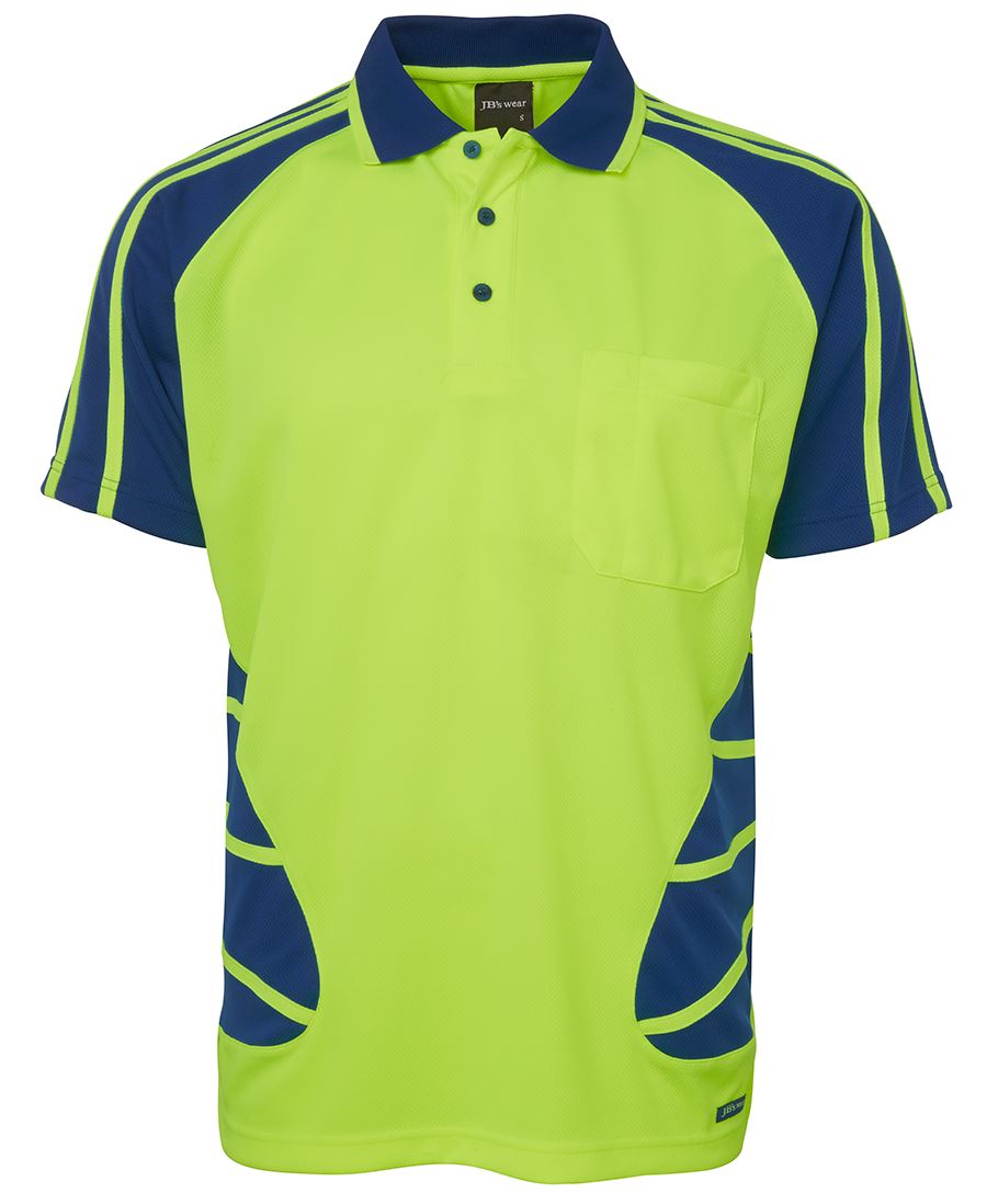 6Hsp JB's HV S/S Spider Polo - Lime/Royal