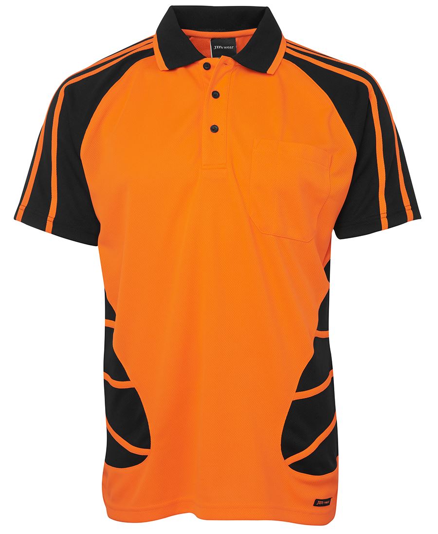 6Hsp JB's HV S/S Spider Polo - Orange/Black