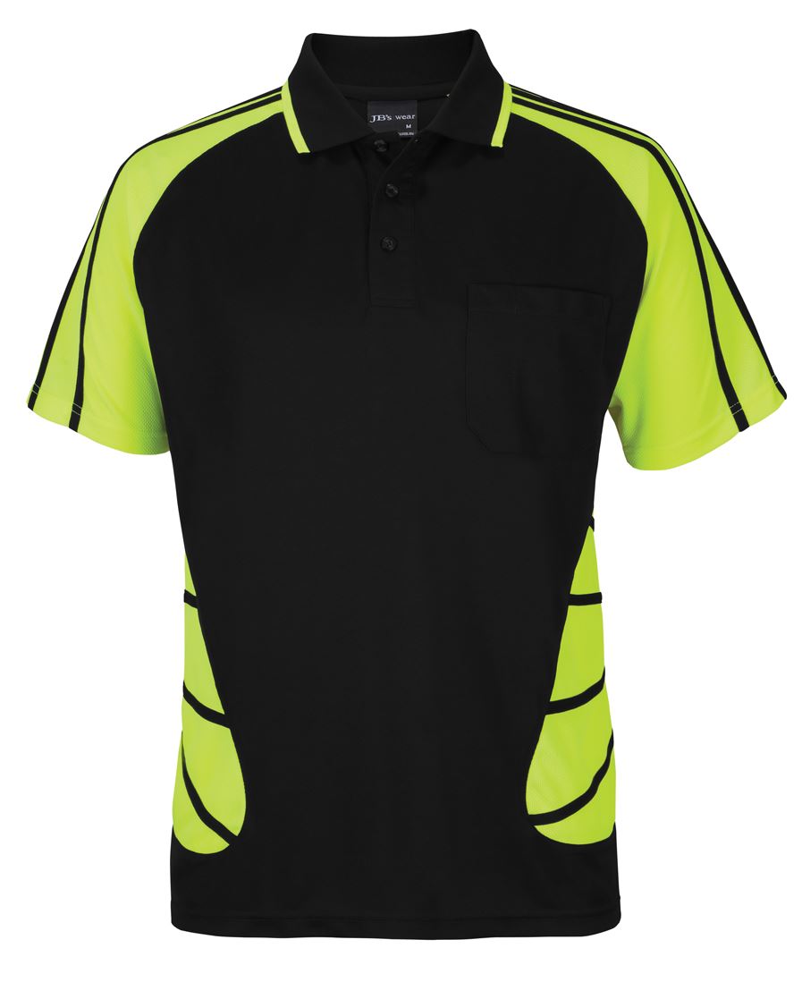 6HSSP JB's Street Spider Polo - Black/Lime