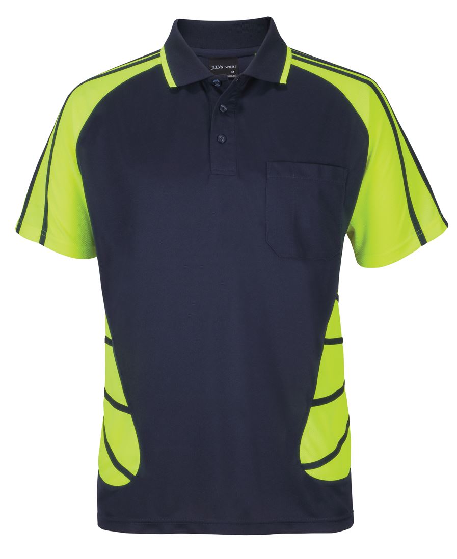 6Hssp JB's Street Spider Polo - Navy/Lime