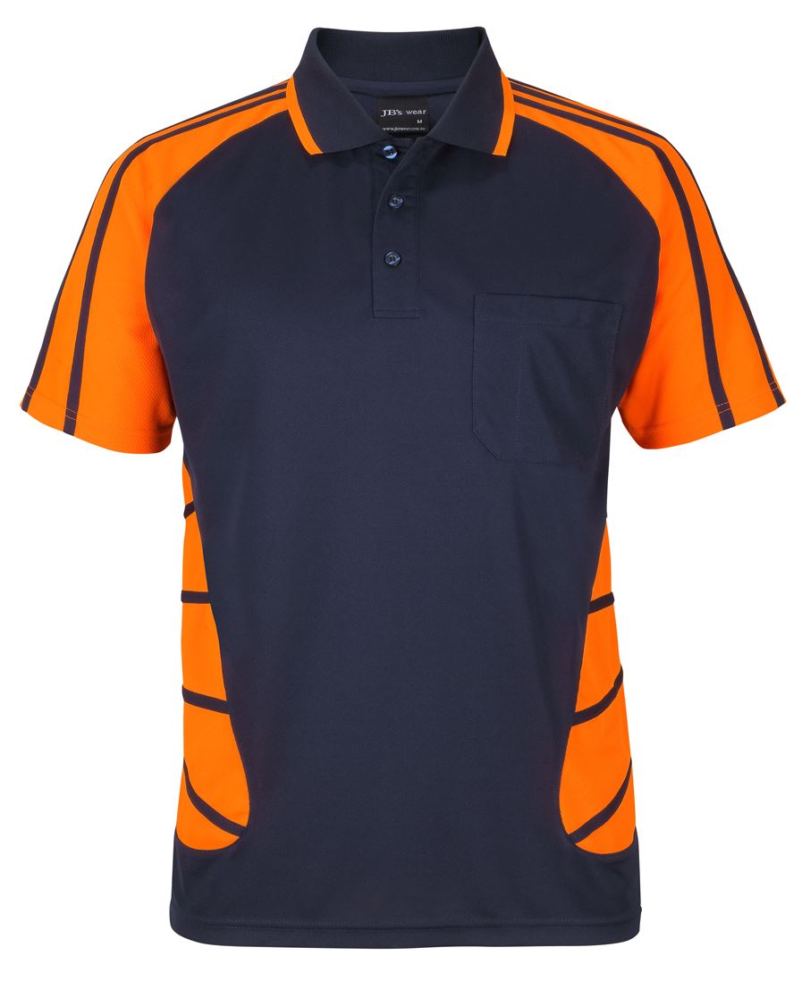 6Hssp JB's Street Spider Polo - Navy/Orange