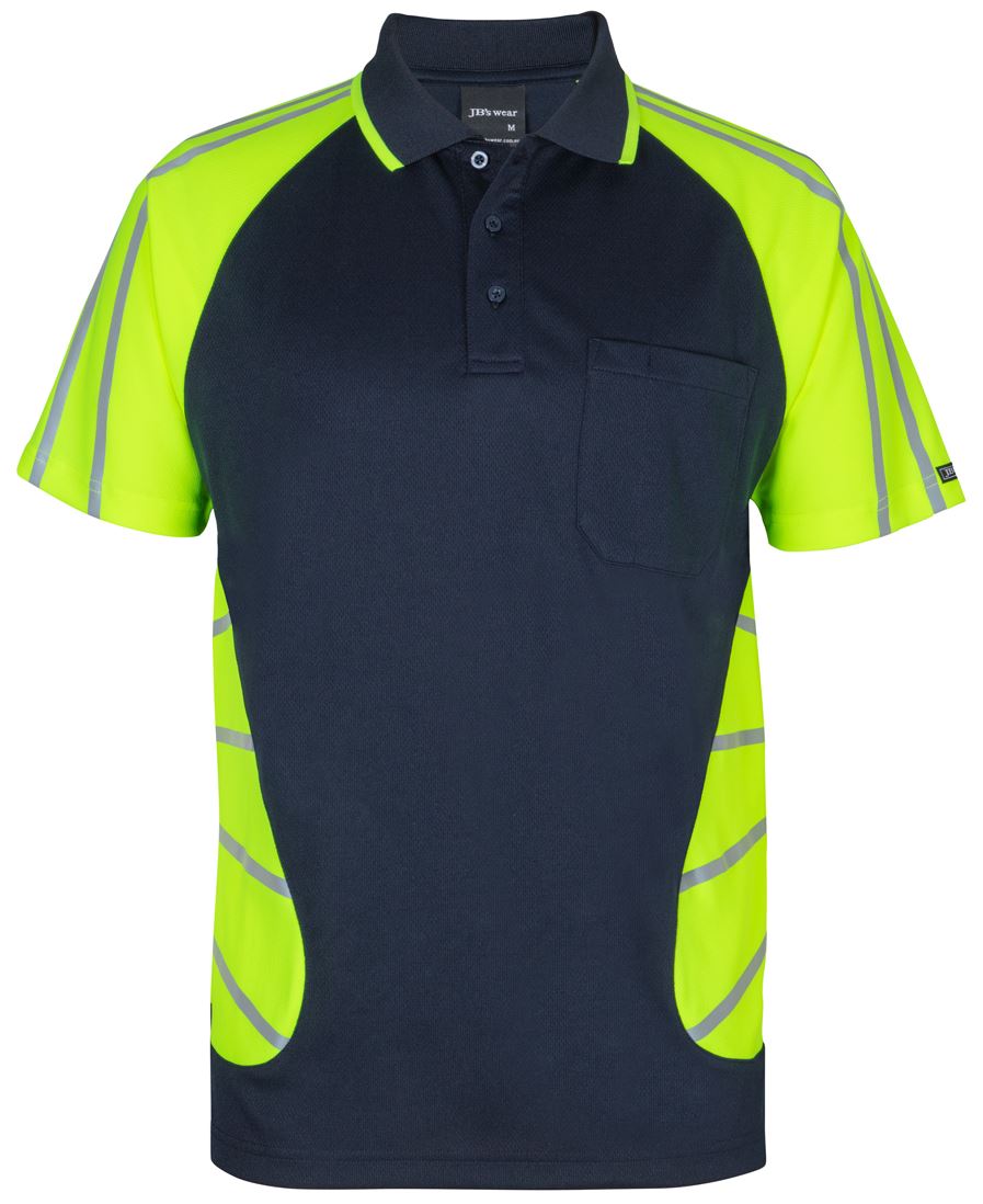 6Hssr JB's Street Spider Polo W/ Reflective Stripe - Navy/Lime
