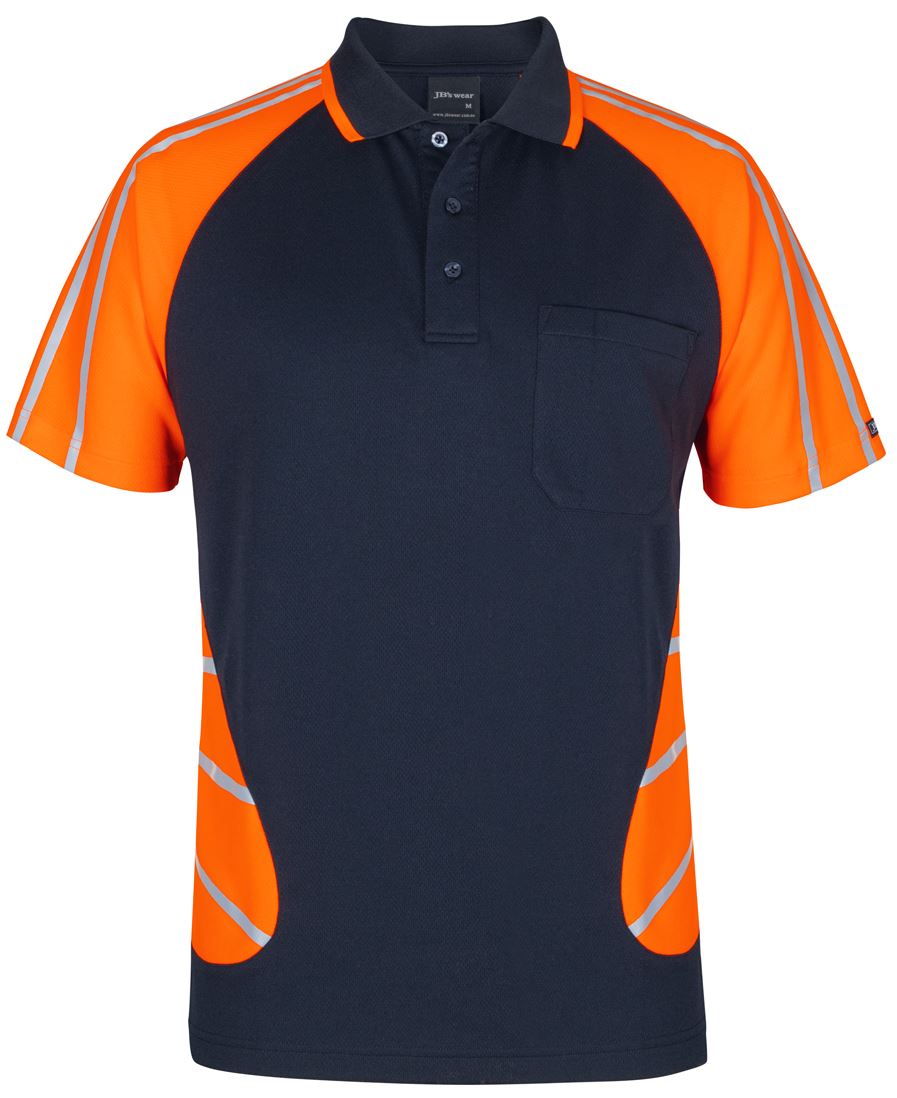 6Hssr JB's Street Spider Polo W/ Reflective Stripe - Navy/Orange