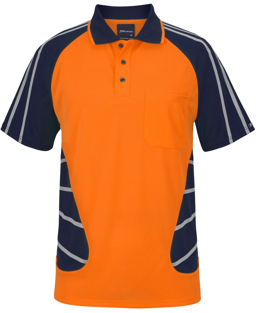 6Hssr JB's Street Spider Polo W/ Reflective Stripe - Orange/Navy