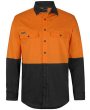 6HSWL JB's HV L/S Stretch Work Shirt - Orange/Black
