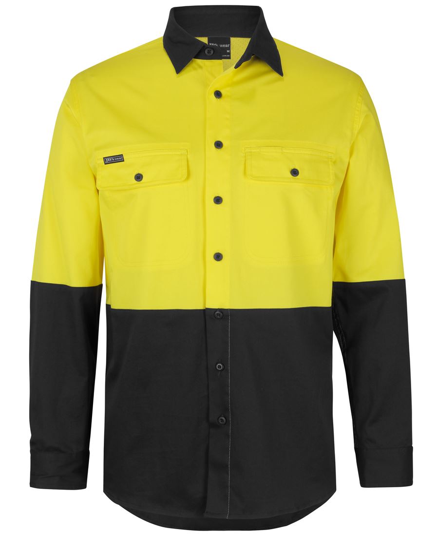 6Hswl JB's HV L/S Stretch Work Shirt - Yellow/Black