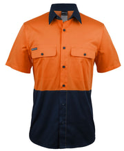 6HSWS JB's HV S/S Stretch Work Shirt - Orange/Navy