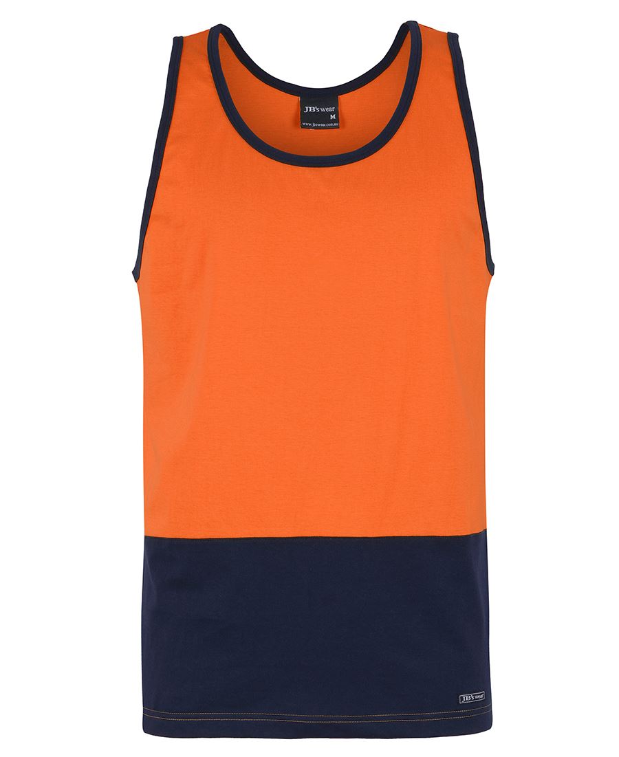 6Htcs JB's HV Cotton Singlet - Orange/Navy