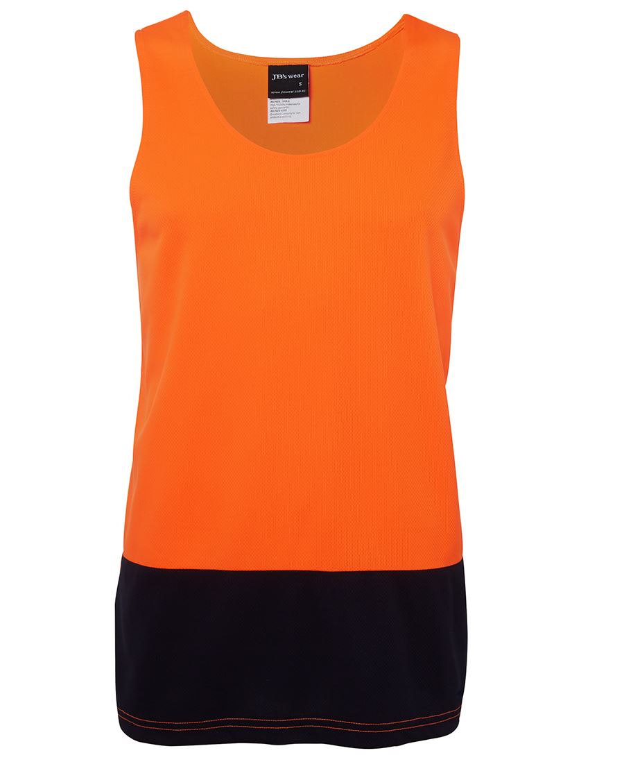 6Hts JB's HV Trad Singlet - Orange/Navy
