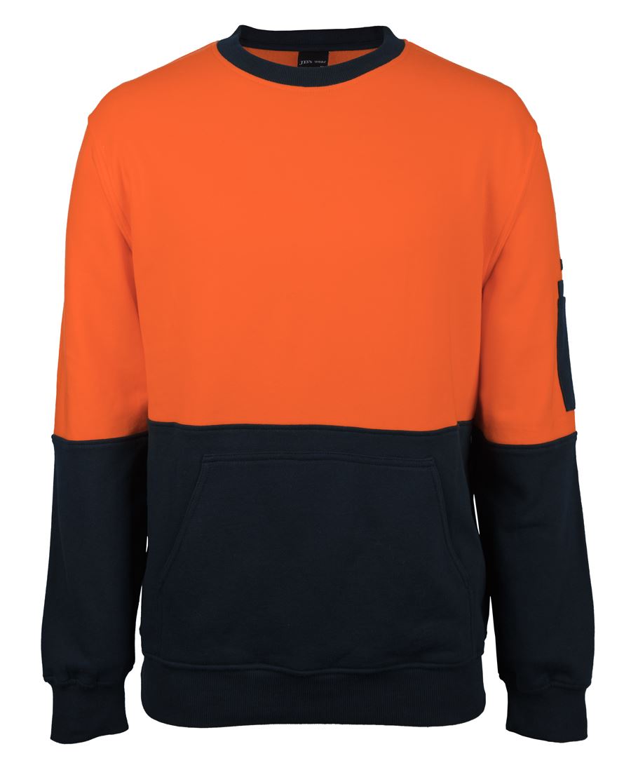 6HVCM JB's HV 310 Cotton Crew Neck Fleece - Orange/Navy