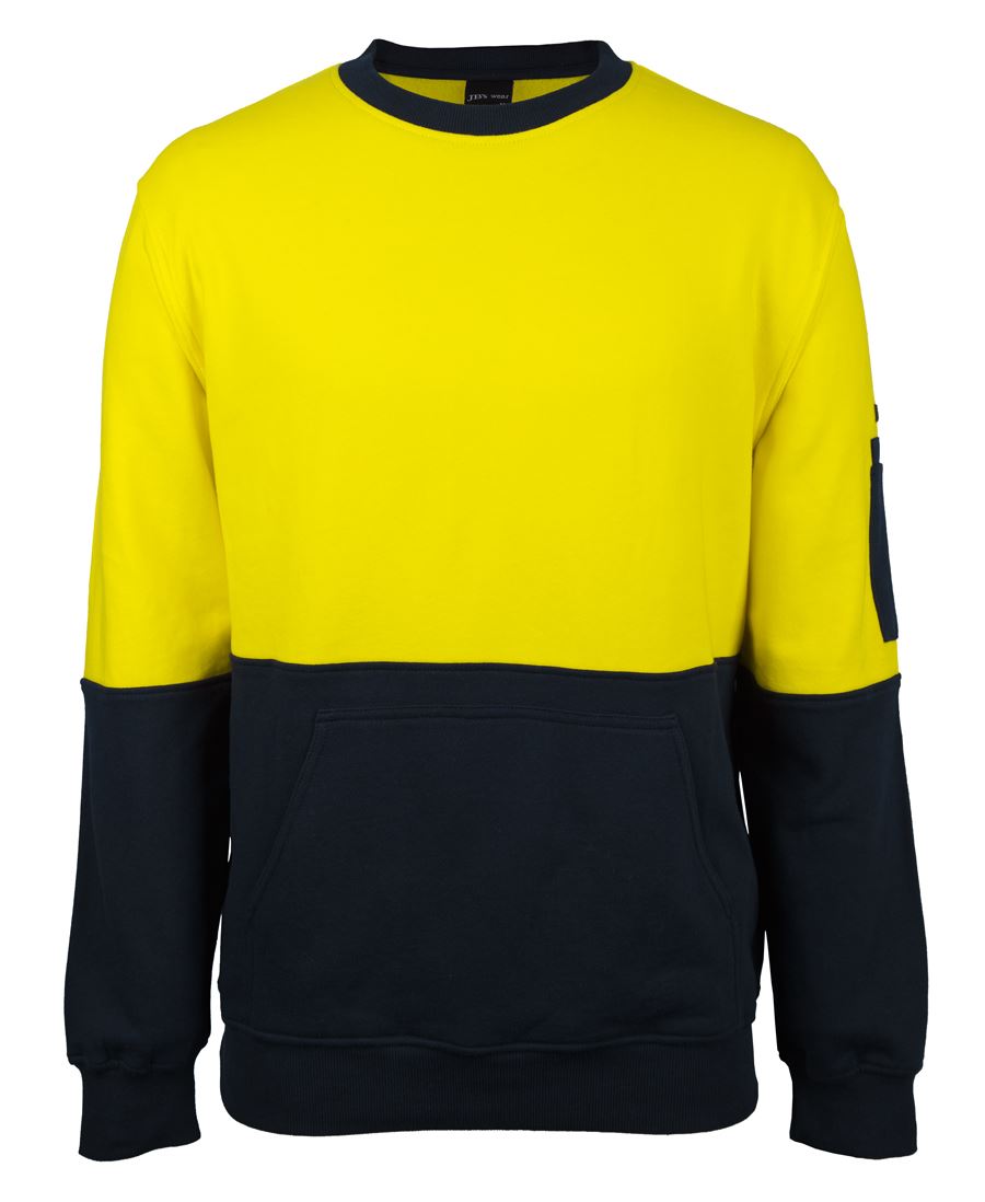 6Hvcm JB's HV 310 Cotton Crew Neck Fleece - Yellow/Navy