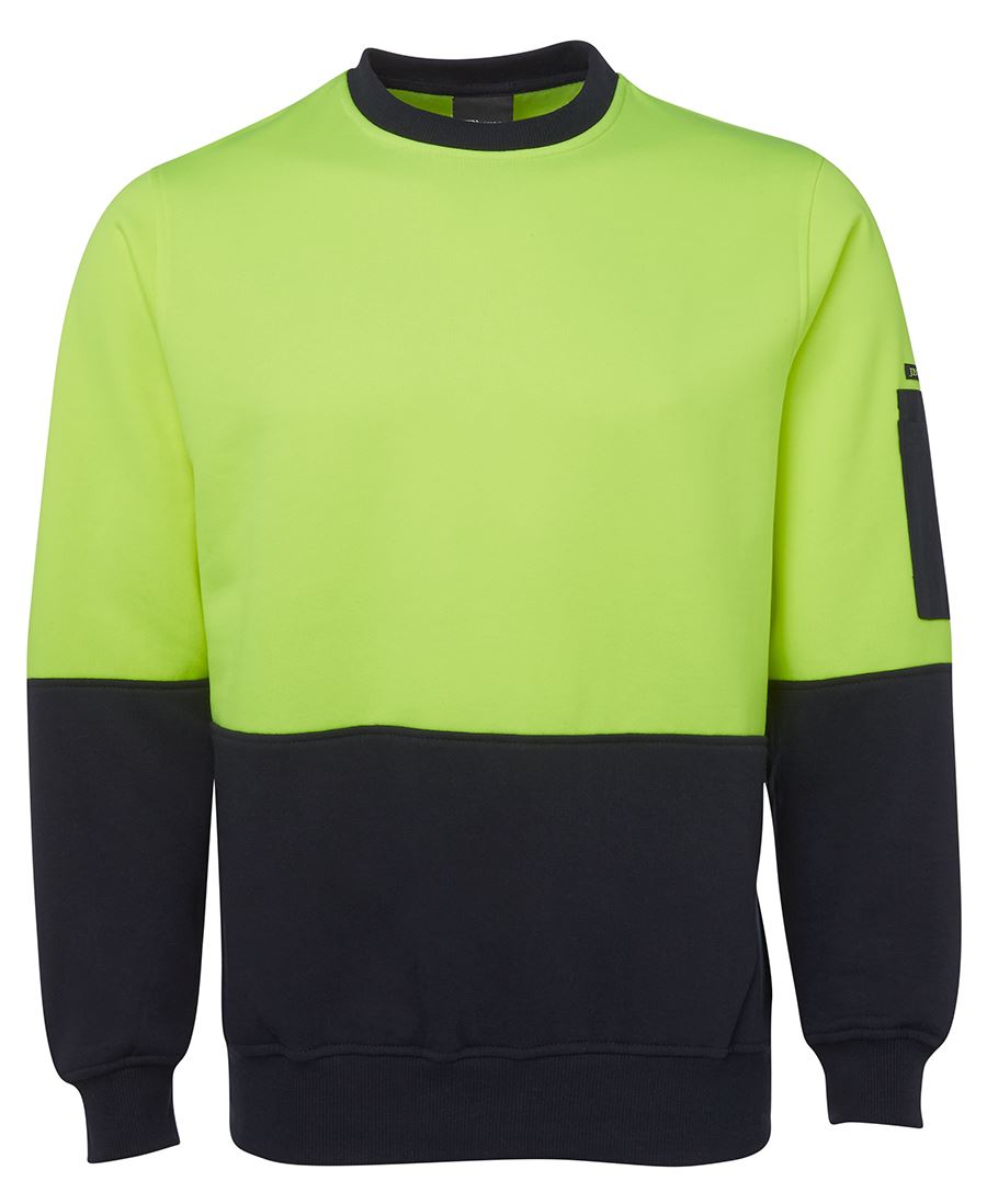 6HVCN JB's HV Fleecy Crew - Lime/Navy
