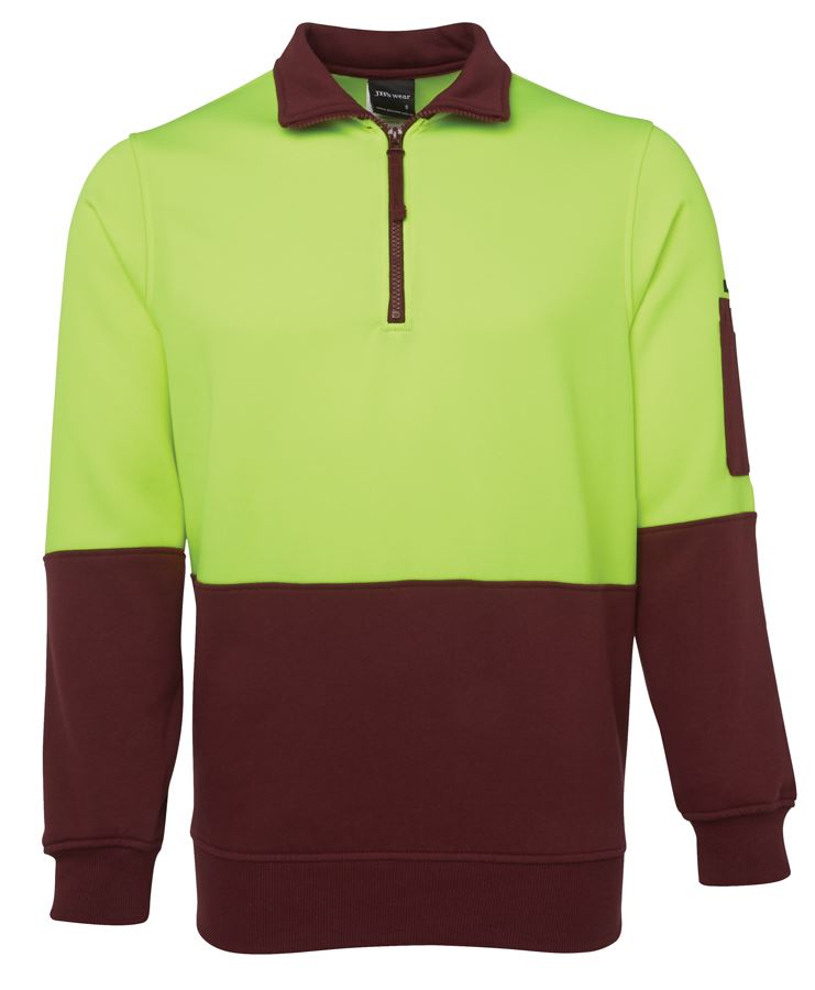 6Hvfh JB's HV 1/2 Zip Fleecy - Lime/Maroon