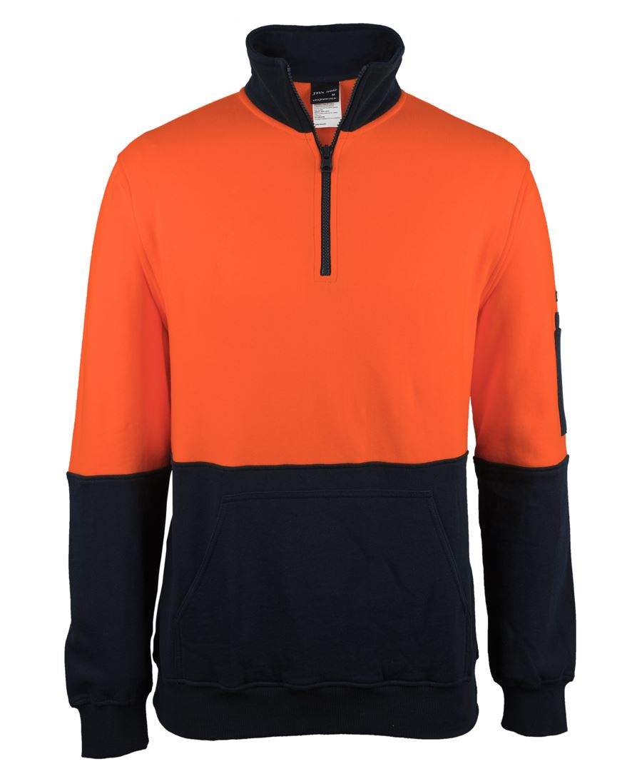 6HVFM JB's HV 310 Cotton 1/2 Zip Fleece - Orange/Navy