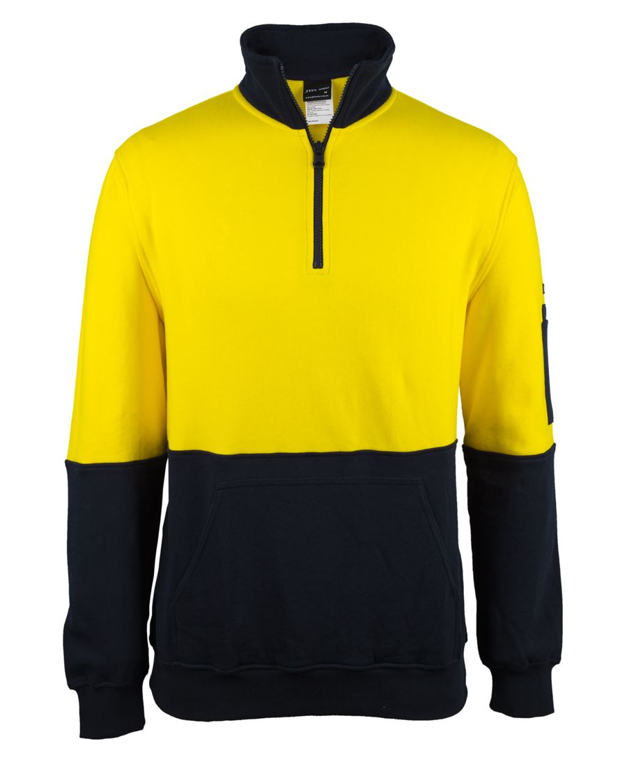 6Hvfm JB's HV 310 Cotton 1/2 Zip Fleece - Yellow/Navy