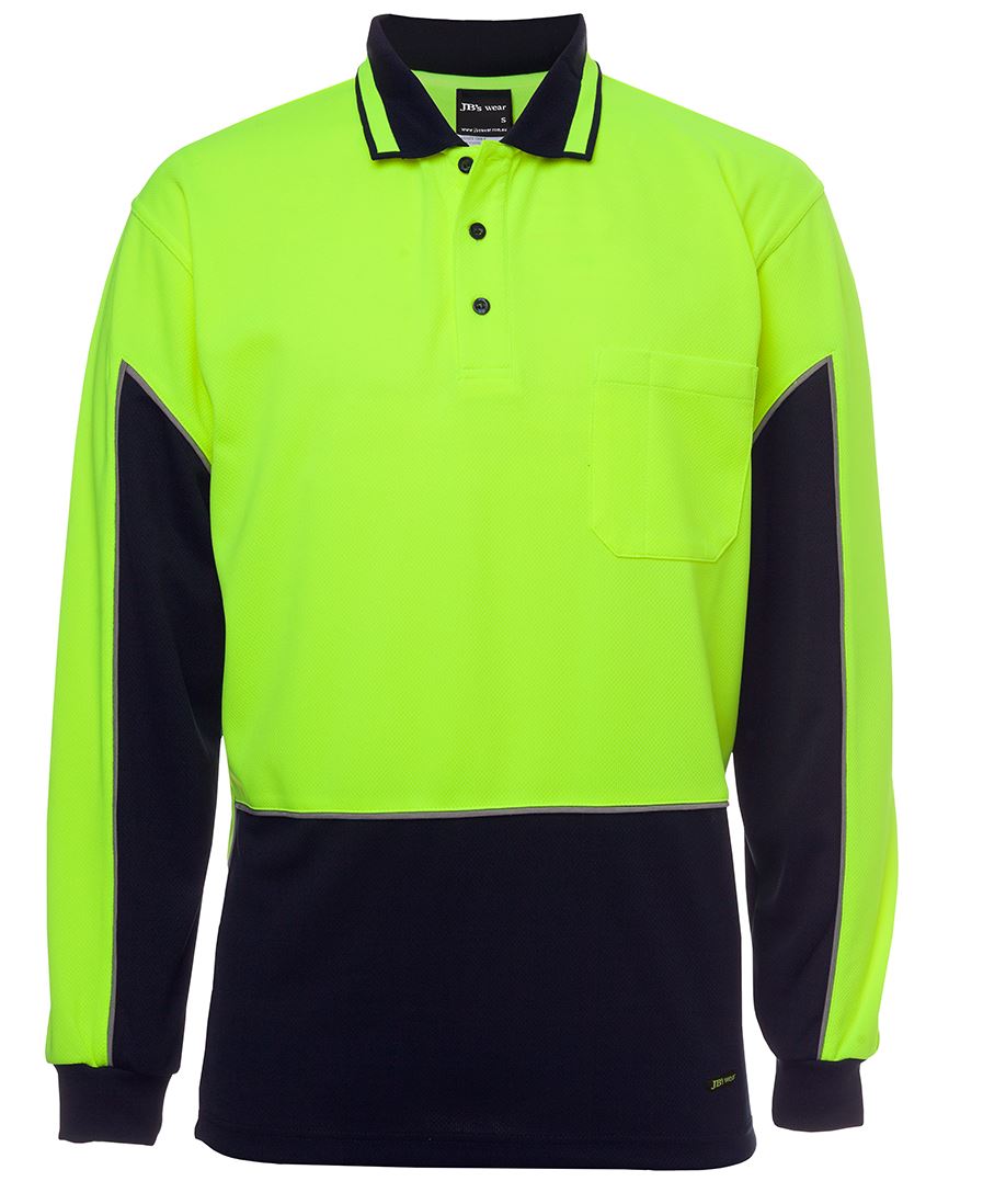 6HVGL JB's HV 4602.1 L/S Gap Polo - Lime/Navy