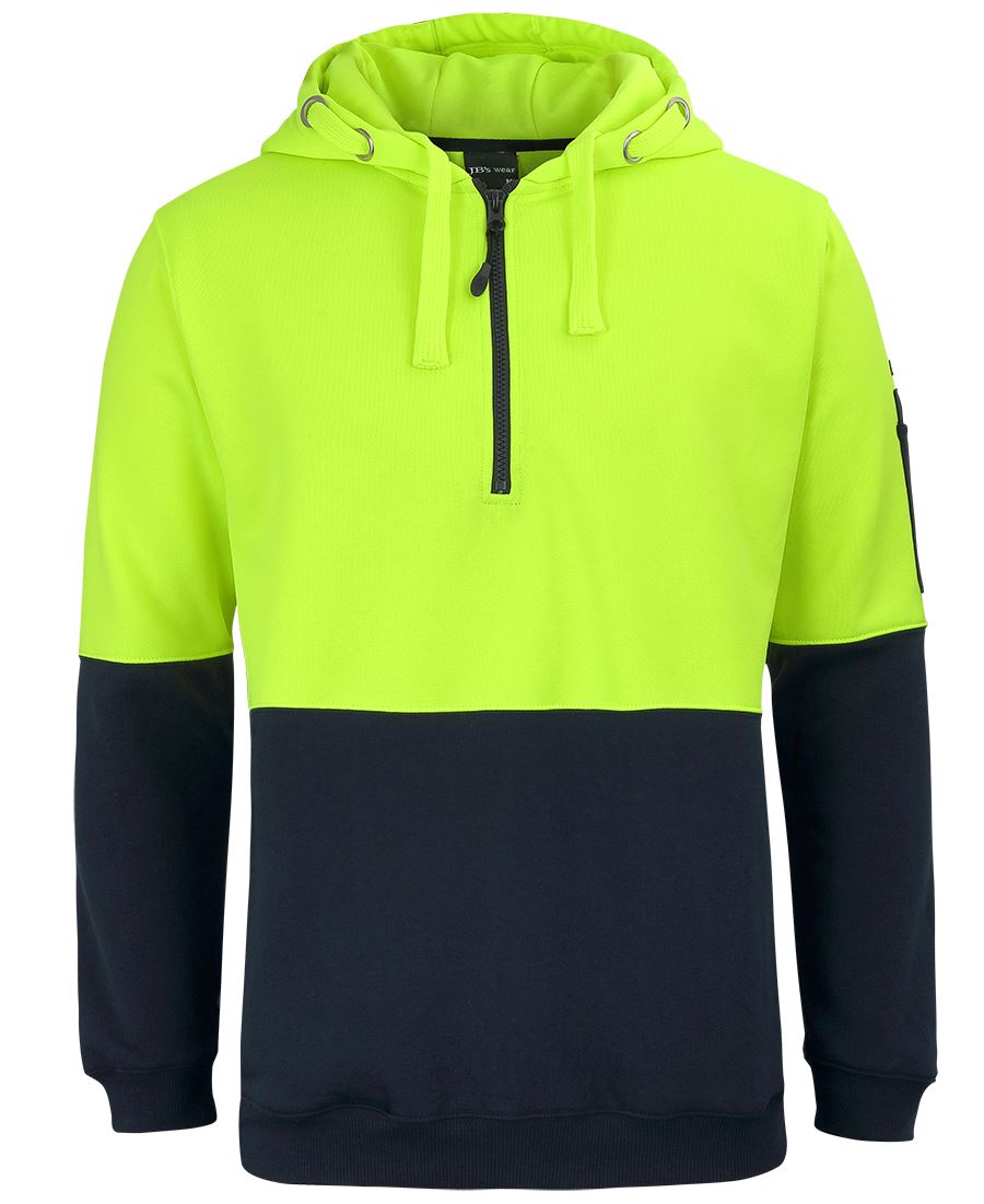 6HVHZ JB's HV 1/2 Zip Fleecy Hoodie - Lime/Navy