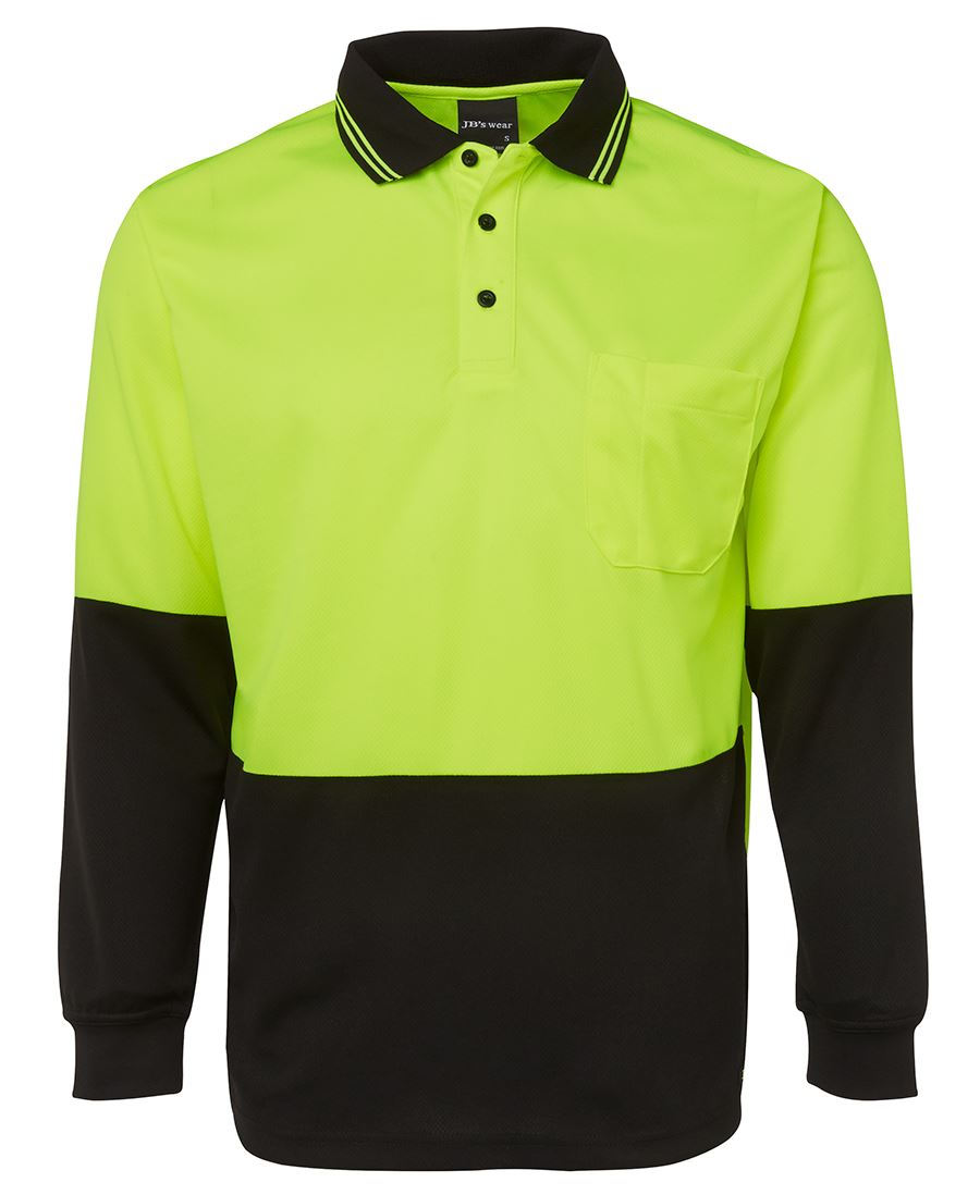 6HVPL JB's HV L/S Trad Polo - Lime/Black