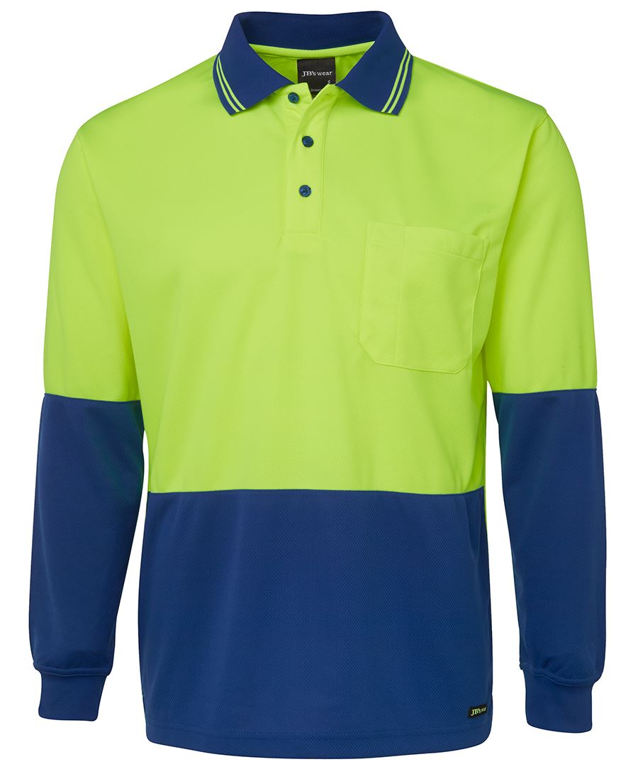 6Hvpl JB's HV L/S Trad Polo - Lime/Royal