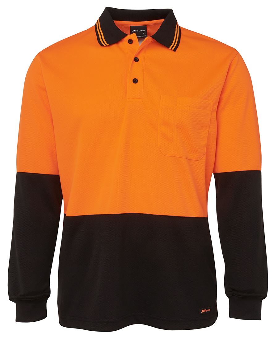 6Hvpl JB's HV L/S Trad Polo - Orange/Black