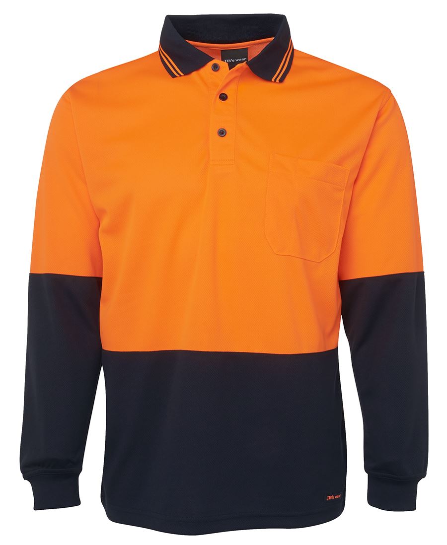 6Hvpl JB's HV L/S Trad Polo - Orange/Navy