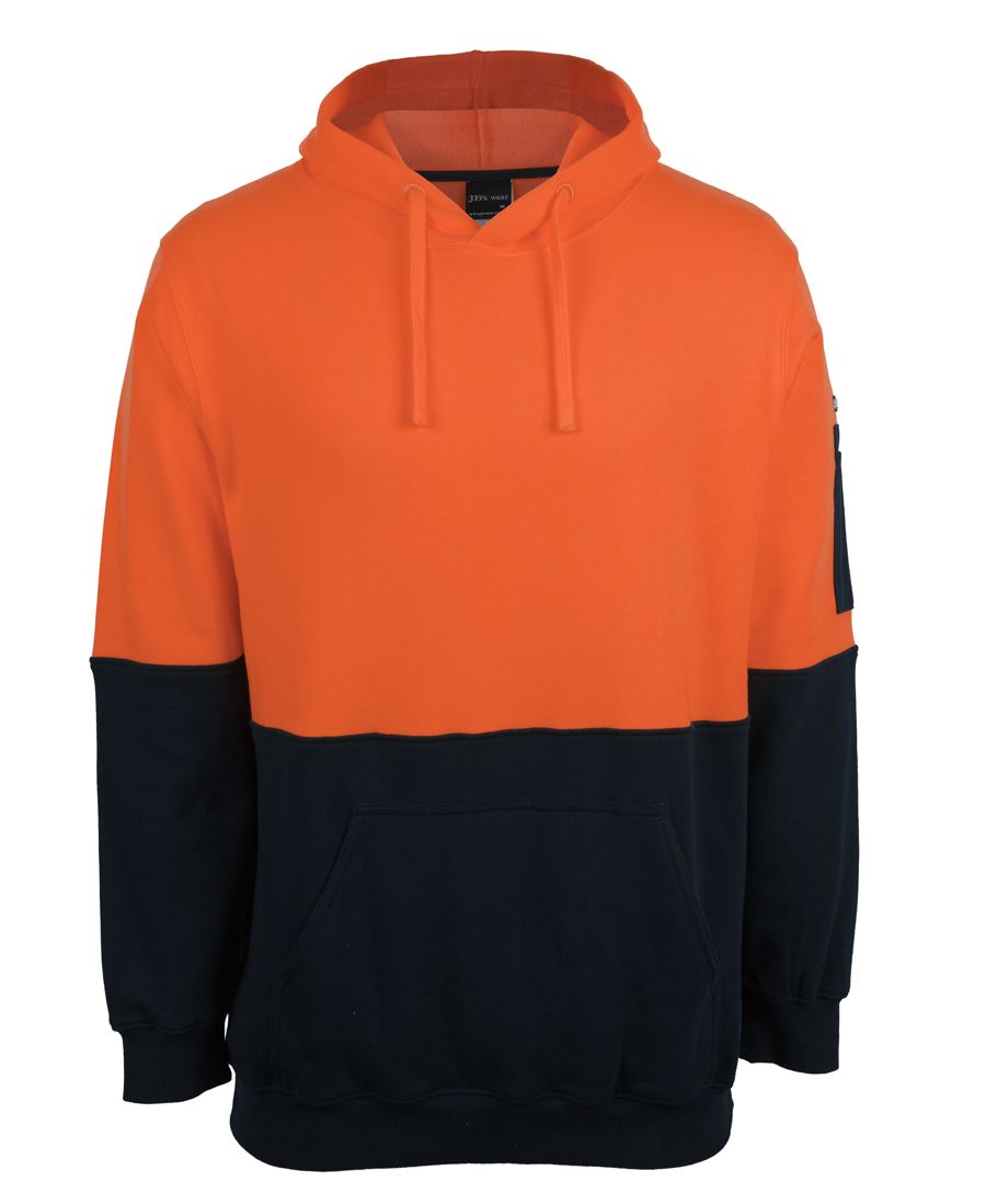 6HVPM JB's HV 310 Cotton Pull Over Fleece Hoodie - Orange/Navy