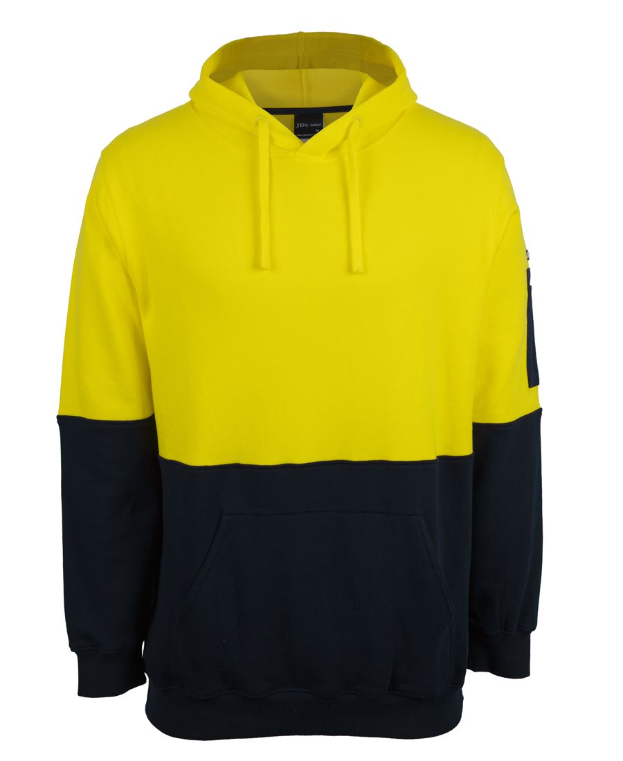 6Hvpm JB's HV 310 Cotton Pull Over Fleece Hoodie - Yellow/Navy