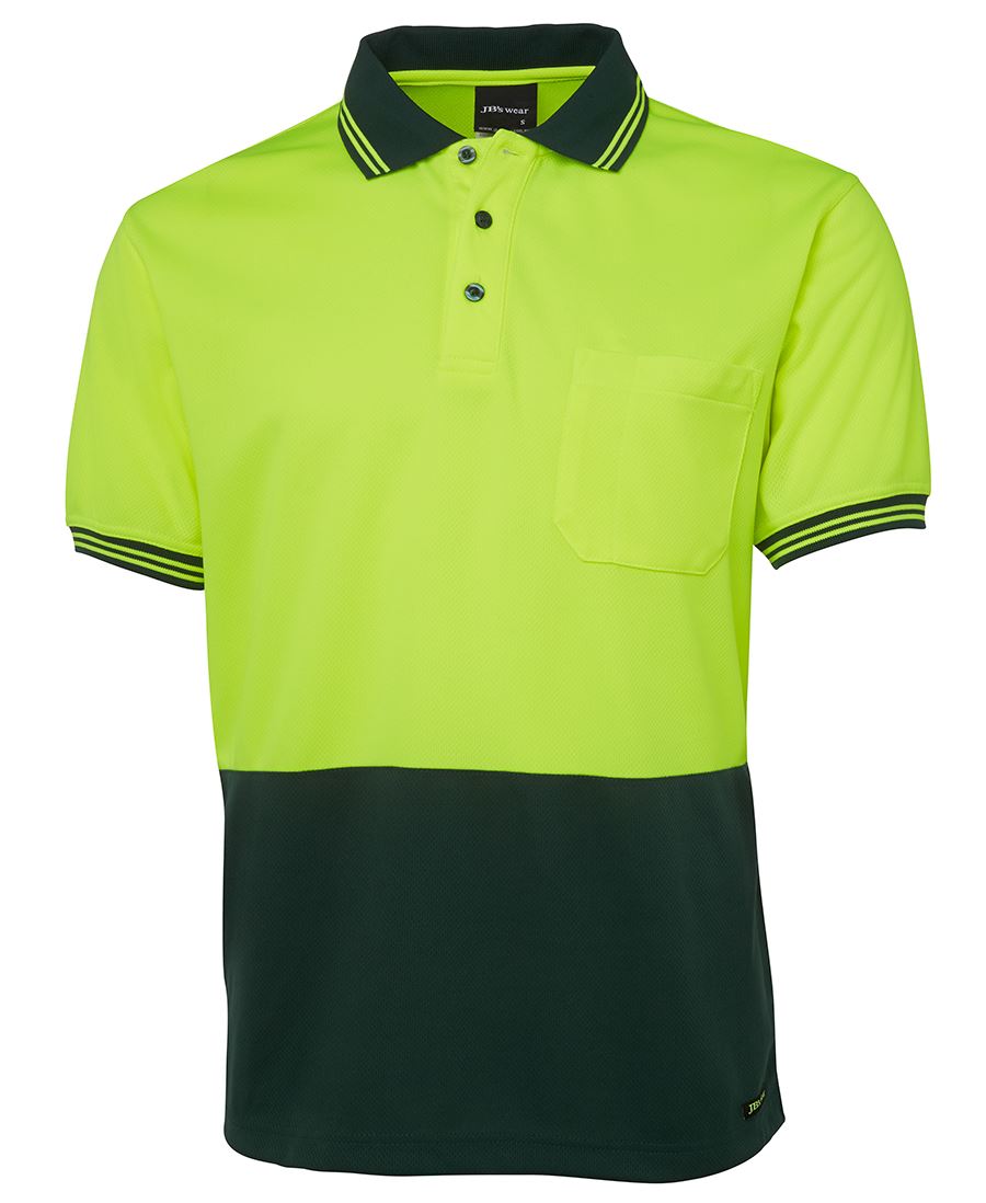 6Hvps JB's HV S/S Trad Polo - Lime/Bottle