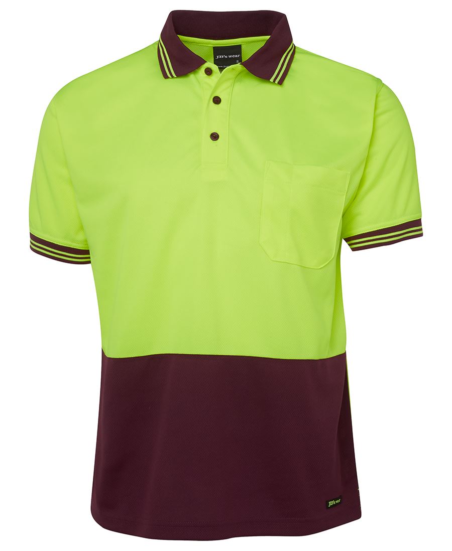 6Hvps JB's HV S/S Trad Polo - Lime/Maroon