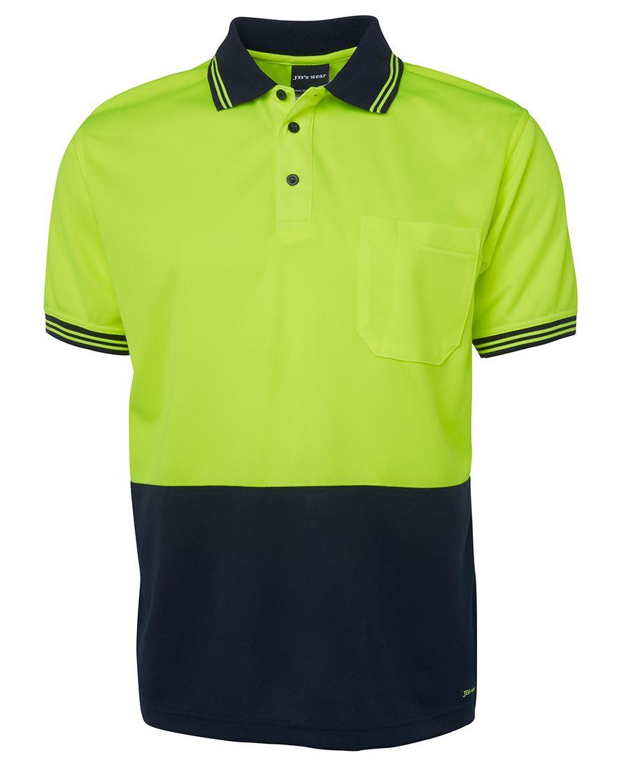 6Hvps JB's HV S/S Trad Polo - Lime/Navy
