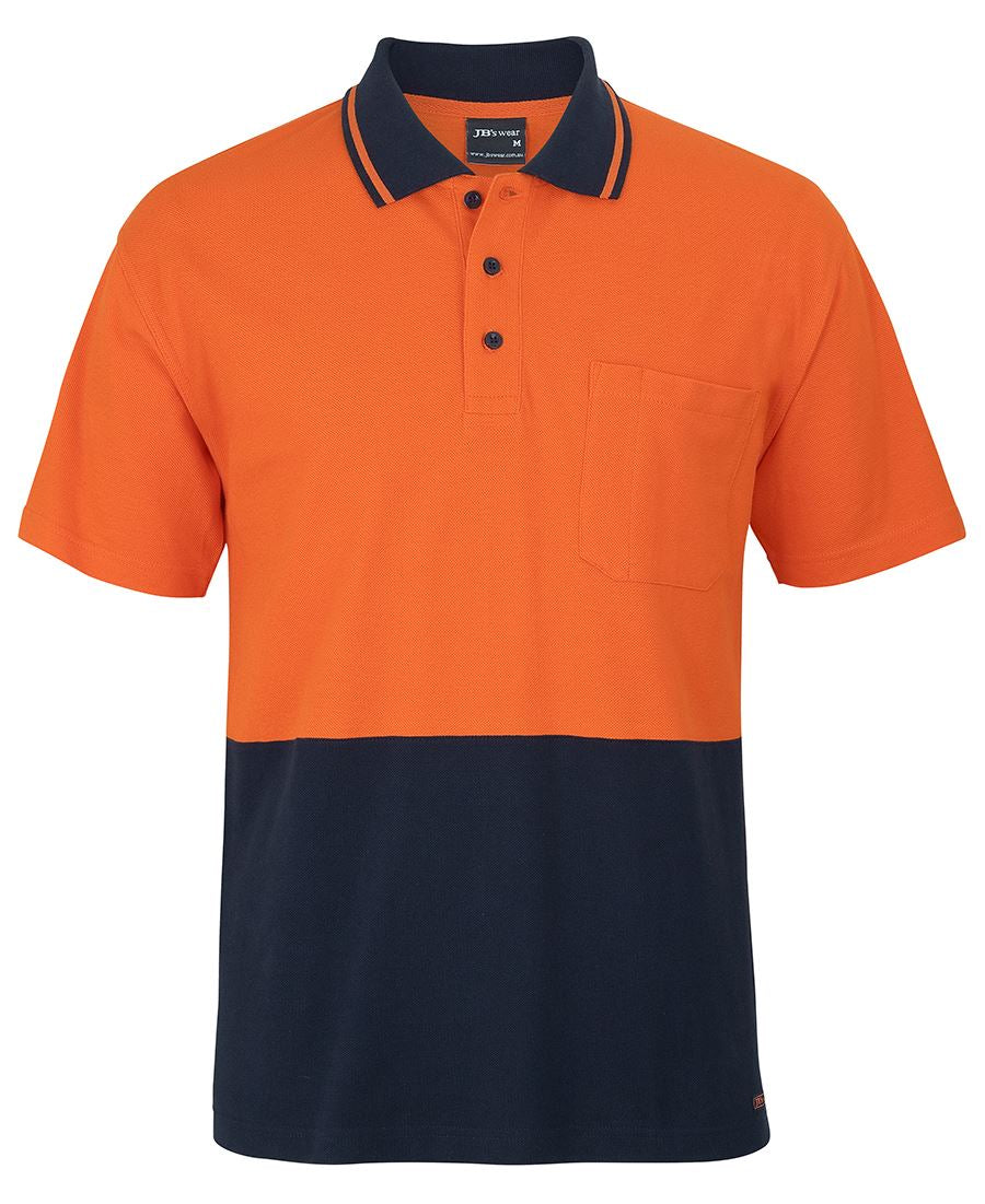 6HVQS JB's HV S/S Cotton Pique Trad Polo - Orange/Navy