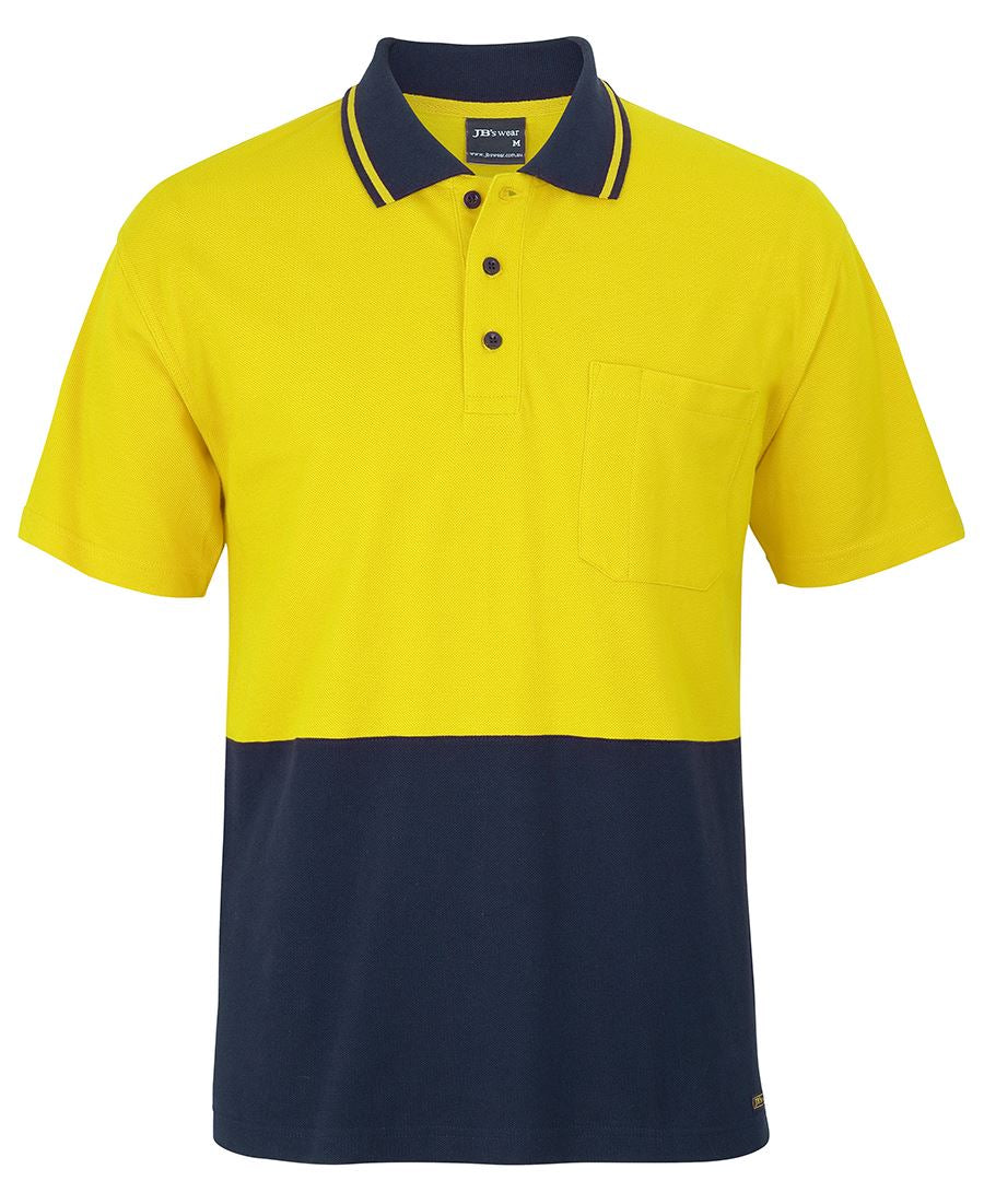 6Hvqs JB's HV S/S Cotton Pique Trad Polo - Yellow/Navy